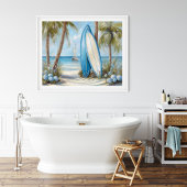 Tropischer Surfboard Küstenwand-Kunstprint Poster