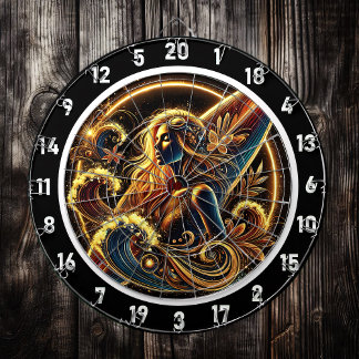 Tropischer Surfer mit Golden Sunset Art Dartscheibe