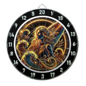 Tropischer Surfer mit Golden Sunset Art Dartscheibe (vorne)