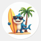 Tropischer Surfhai 🦈 Fun Beach Vibes Sticker (Vorderseite)