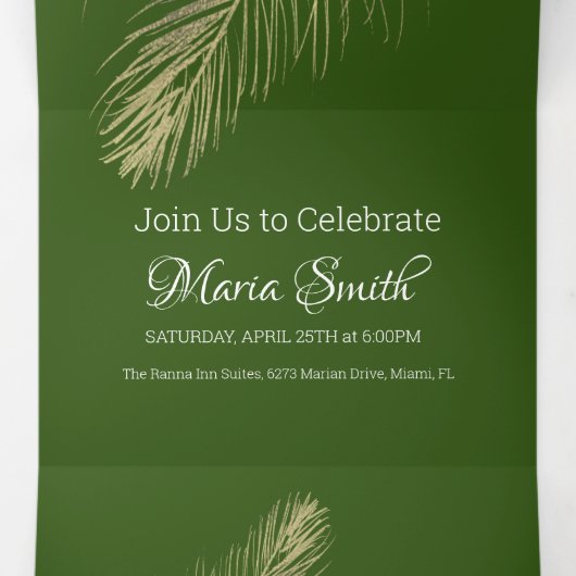 Tropischer süß 16 flüssiger Marmor | Waldpalme Tre Dreifach Gefaltete Einladung (Innenseite Mitte)