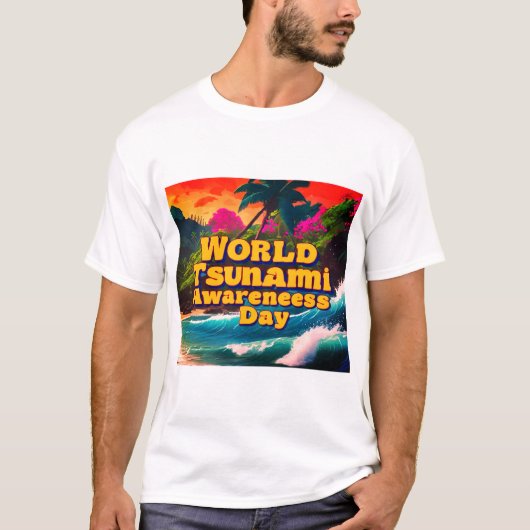 Tropischer T - Shirt zum Welt-Tsunami-Bewusstsein (Vorderseite)