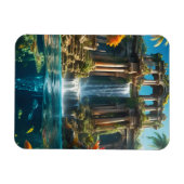 Tropischer Tempelsee Wasserfall Fischsee Magnet (Horizontal)