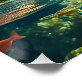 Tropischer Tempelsee Wasserfall Fischsee Poster (Ecke)