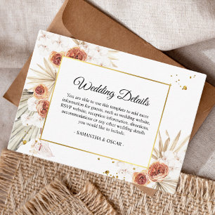 Tropischer Terracotta-Goldrahmen aus Palmblättern Begleitkarte