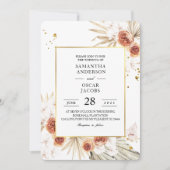 Tropischer Terracotta-Goldrahmen aus Palmblättern Einladung (Vorderseite)