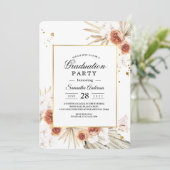 Tropischer Terracotta-Goldrahmen aus Palmblättern Einladung (Stehend Vorderseite)