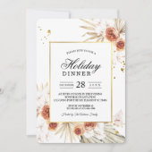 Tropischer Terracotta-Goldrahmen aus Palmblättern Einladung (Vorderseite)