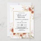 Tropischer Terracotta-Goldrahmen aus Palmblättern Einladung (Vorderseite)