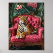Tropischer Tiger auf rosa Sofa Poster Eklektischer (Vorne)