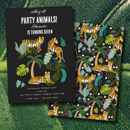 Tropischer Tiger Black Jungle Safari Kindergeburts Einladung