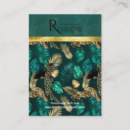 Tropischer Tiger-Dschungel rosa Blume Earring Disp Visitenkarte (Vorderseite)