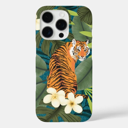Tropischer Tiger Hawaiian Palm Dschungel Aquamarin Case-Mate iPhone Hülle (Rückseite)