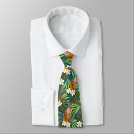 Tropischer Tiger Hawaiian Palm Dschungel Aquamarin Krawatte
