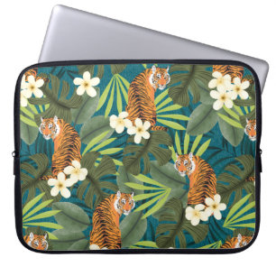 Tropischer Tiger Hawaiianischer Palm Jungle Teal N Laptopschutzhülle