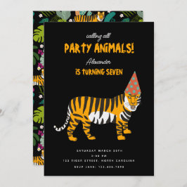 Tropischer Tiger Jungle Kinder Party Tiere Geburts Einladung