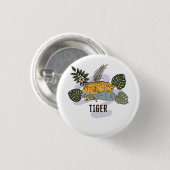 Tropischer Tiger Ruhe Button (Vorne & Hinten)
