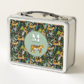 Tropischer Tiger Schwarzer Botanischer Dschungel S Metall Brotdose (Rückseite)