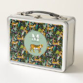 Tropischer Tiger Schwarzer Botanischer Dschungel S Metall Brotdose (Vorderseite)