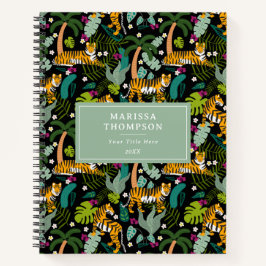 Tropischer Tiger Schwarzer Botanischer Dschungel S Notizblock