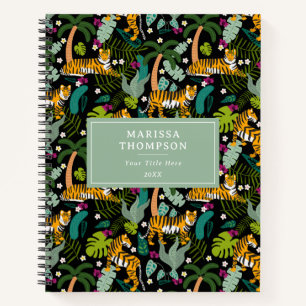 Tropischer Tiger Schwarzer Botanischer Dschungel S Notizblock