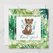 Tropischer Tiger und Jungle Foliage Babydusche Dankeskarte (Vorderseite)