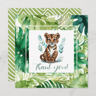 Tropischer Tiger und Jungle Foliage Babydusche Dankeskarte