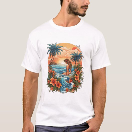 Tropischer Tintenfisch: Sailor Jerry Tattoo Art T-Shirt (Vorderseite)