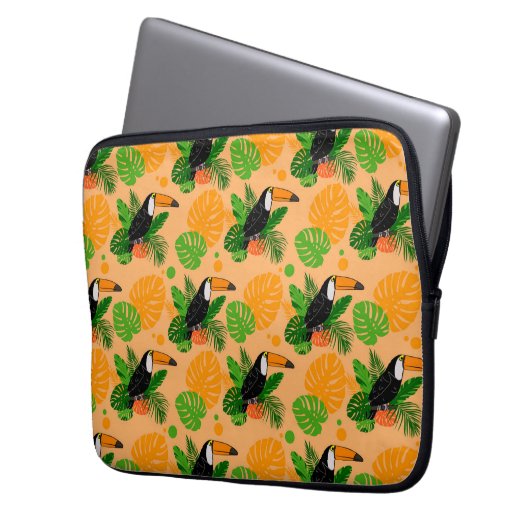 Tropischer Toucan Bird Nahtloses Muster Laptopschutzhülle (Vorderseite Links)