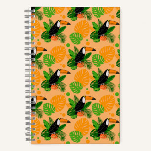 Tropischer Toucan Bird Nahtloses Muster Notizblock