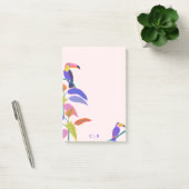 Tropischer Toucan Bright Neon Monogram Blush Pink Post-it Klebezettel (Büro)