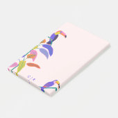 Tropischer Toucan Bright Neon Monogram Blush Pink Post-it Klebezettel (angewinkelt)
