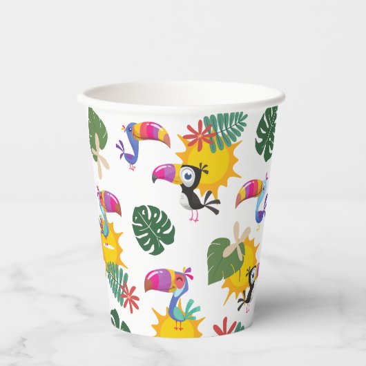 Tropischer Toucan Cluster Paper Cup Pappbecher (Vorderseite)
