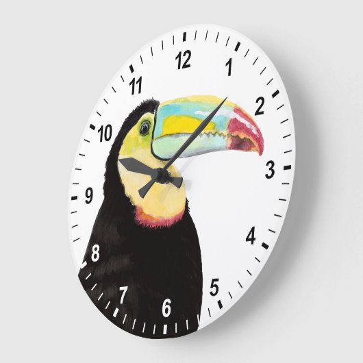 Tropischer Toucan Vogel Große Wanduhr (Winkel)