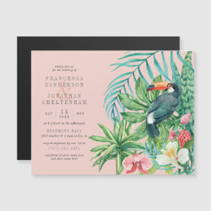 Tropischer Touch, Blume und Blätter  Hochzeit Magneteinladung