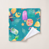 Tropischer Touch Vogelrosa Flamingo-Muster Badhandtuch Set (Waschlappen)