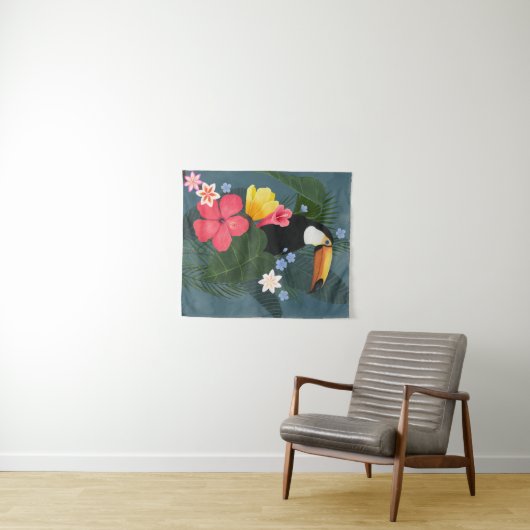 Tropischer Toukan in der Wildnis Wandteppich (Beispiel (Horizontal))