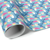 Tropischer Toukan: lebendiges Blumenmuster. Geschenkpapier (Rolleneckpunkt)