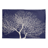 Tropischer Tree Korallenweißer Blauer Strand der M Kissenbezug (Rückseite-Links)