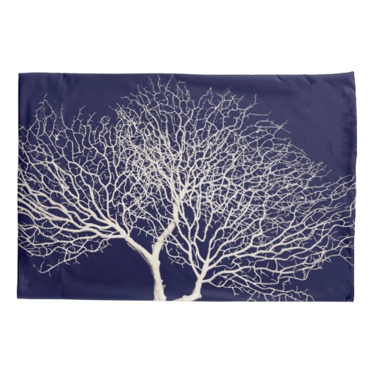 Tropischer Tree Korallenweißer Blauer Strand der M Kissenbezug (Rückseite-Links)