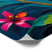 Tropischer Tukan-Vogel mit lebendigen Blumen Poster (Ecke)