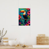 Tropischer Tukan-Vogel mit lebendigen Blumen Poster (Küche)