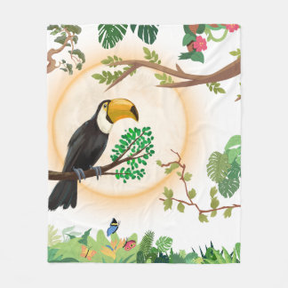 Tropischer Tukane-Vogel & Dschungelblätter Ästheti Fleecedecke