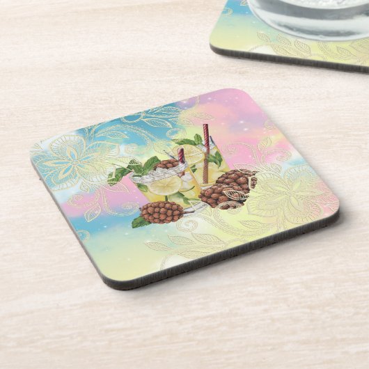 Tropischer Untersetzer mit Drink inklusive Limonen (Linke Seite)