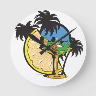 Tropischer Urlaub Gecko Runde Wanduhr