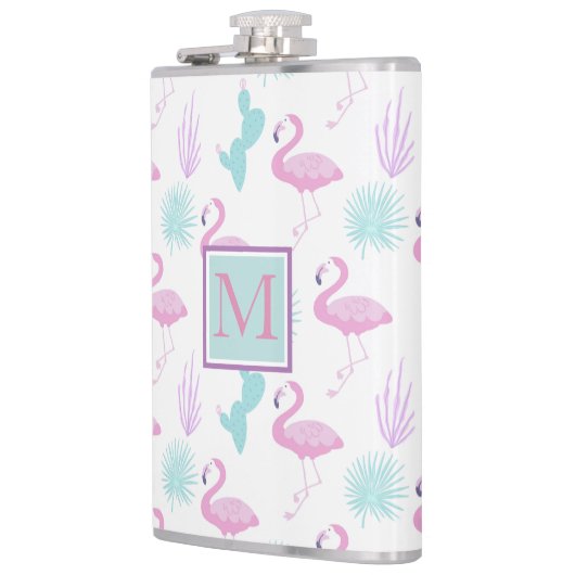 Tropischer Urlaub ⎥ Monogramm Vinyl Wrapped Flask Flachmann (Links)