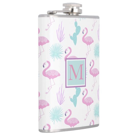 Tropischer Urlaub ⎥ Monogramm Vinyl Wrapped Flask Flachmann (Rechts)