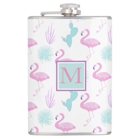 Tropischer Urlaub ⎥ Monogramm Vinyl Wrapped Flask Flachmann (Vorderseite)