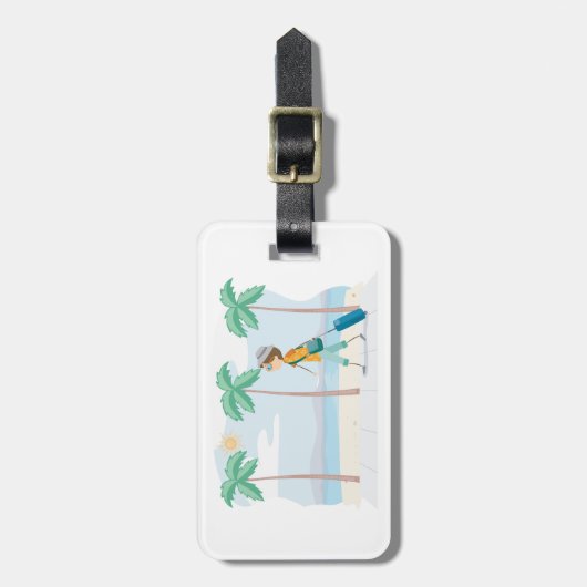 Tropischer Urlaub Reisende Spaß Beach Reisen Gepäckanhänger (Vorderseite vertikal)