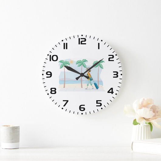 Tropischer Urlaub Reisende Spaß Beach Reisen Große Wanduhr